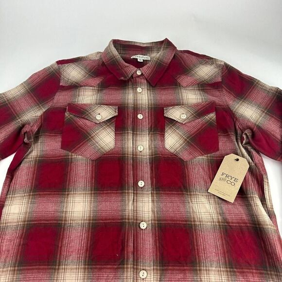 Frye & Co. Men's Long Sleeve Flannel Shirts Size XXL Red Plaid Western Shirt - Picture 9 of 13